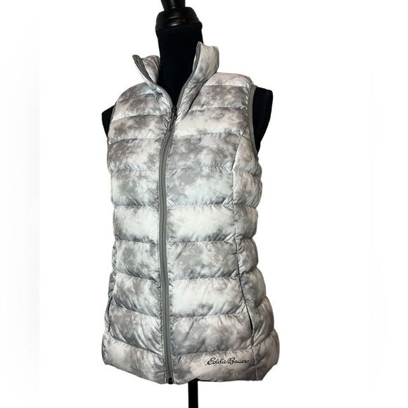 NWOT EDDIE BAUER CIRRUSLITE DOWN PUFFER VEST IN WHITE & GRAY WOMENS SIZE SMALL - Picture 4 of 9